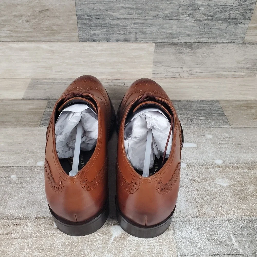 Cole Haan Wingtip Brogue Oxford Shoes Sz 9.5 Brown‎ Lace Up Low Top Almond Toe